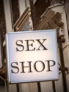 A sex shop sign in the street