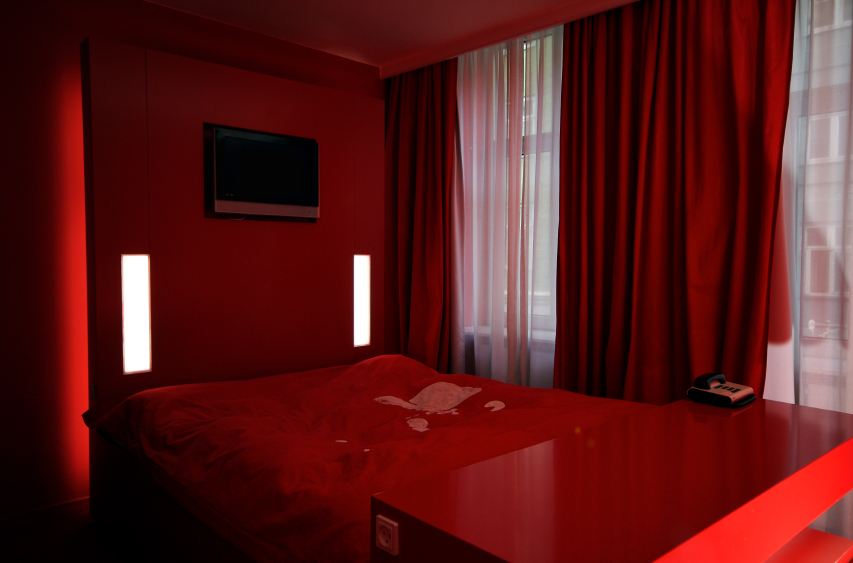 Red room with red bed