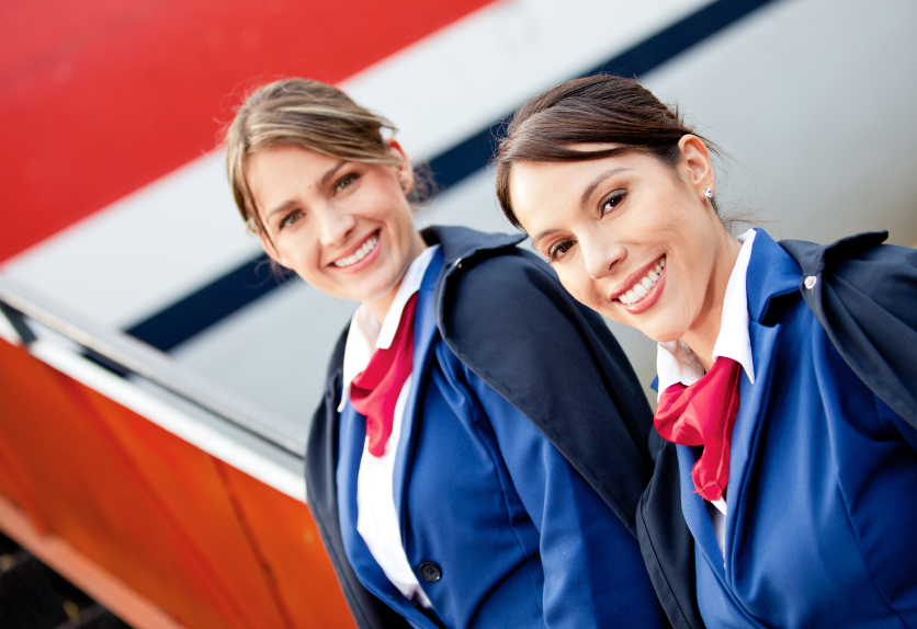 Two airline stewardesses