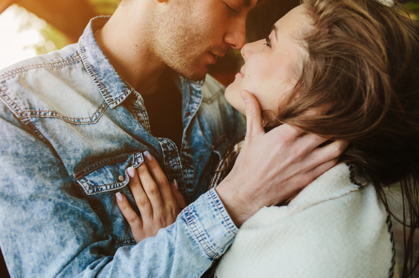 Man and woman kissing