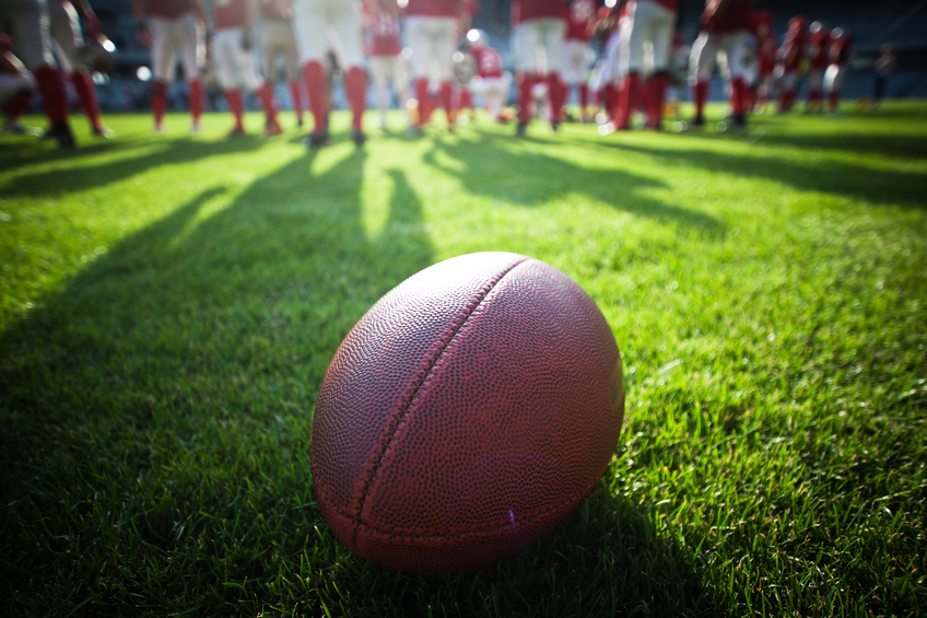 American football on a field