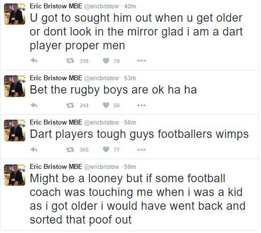 Screenshot of Eric Bristow Tweets