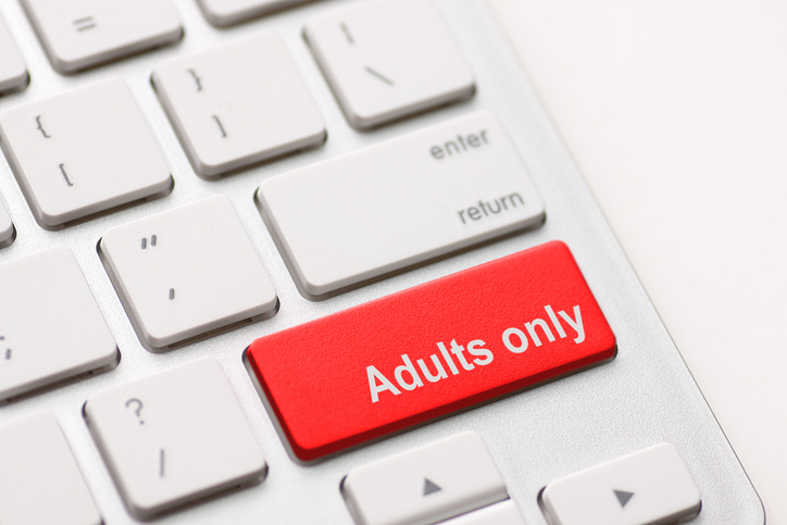adults only message on enter key, for pornography websites concepts.