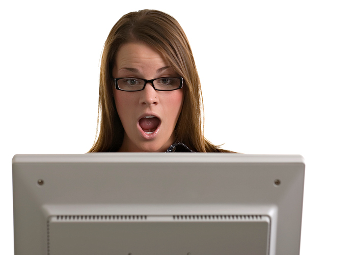 A young office worker is shocked by the subject matter of her junk emails.
