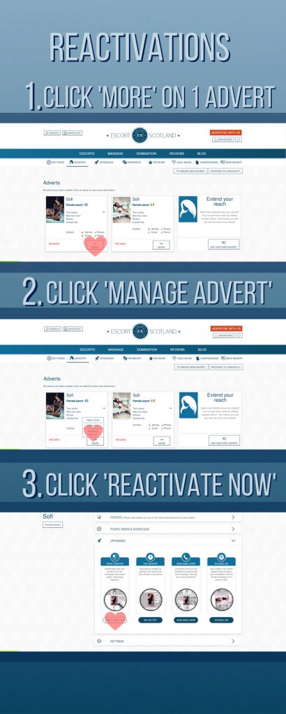 How to reactivate your advert on Escort Scotland