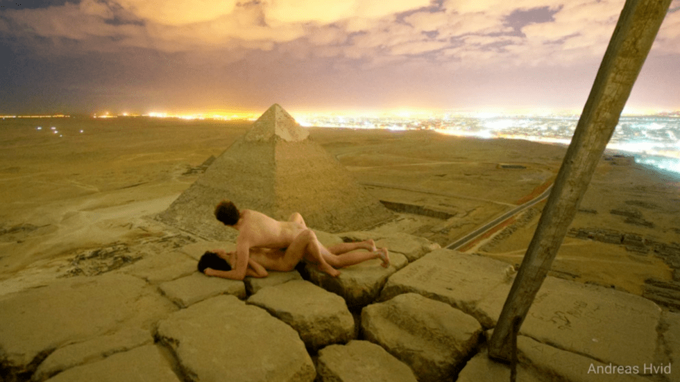 The controversial image taken atop the Great Pyramid